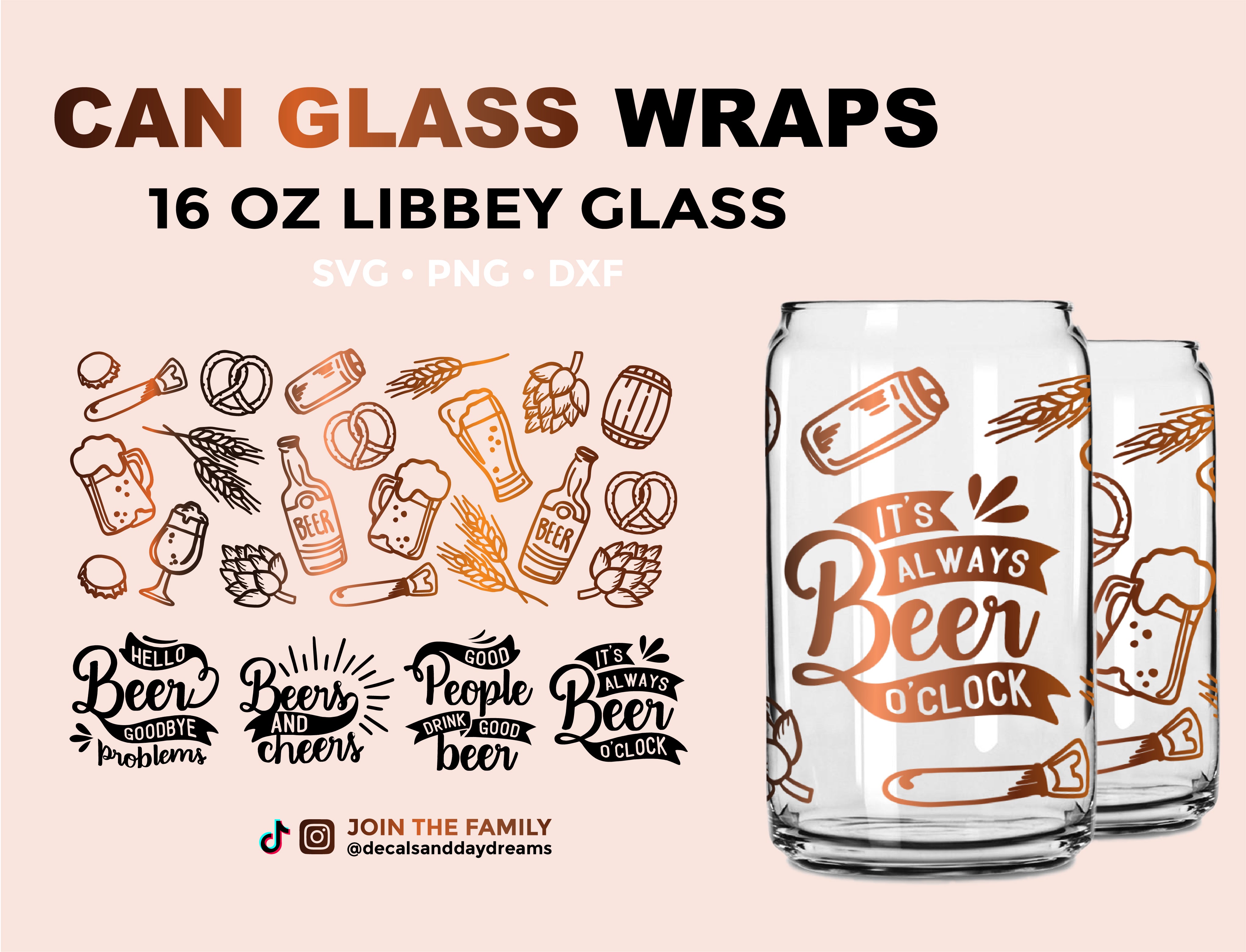 Boho Full Wrap, Glass Beer Can wrap