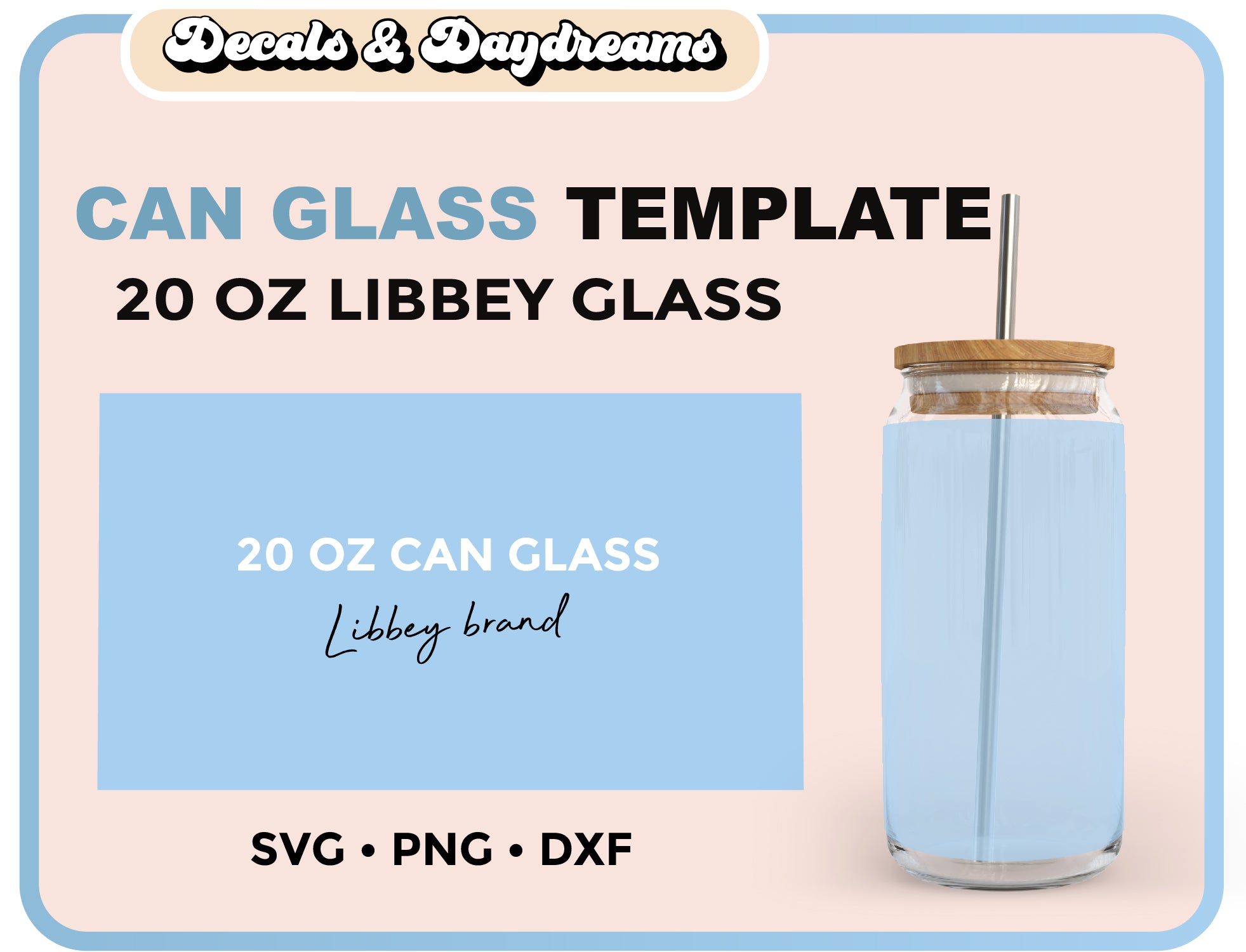 Libbey can glass 20 oz tumbler template Sublimation wrap
