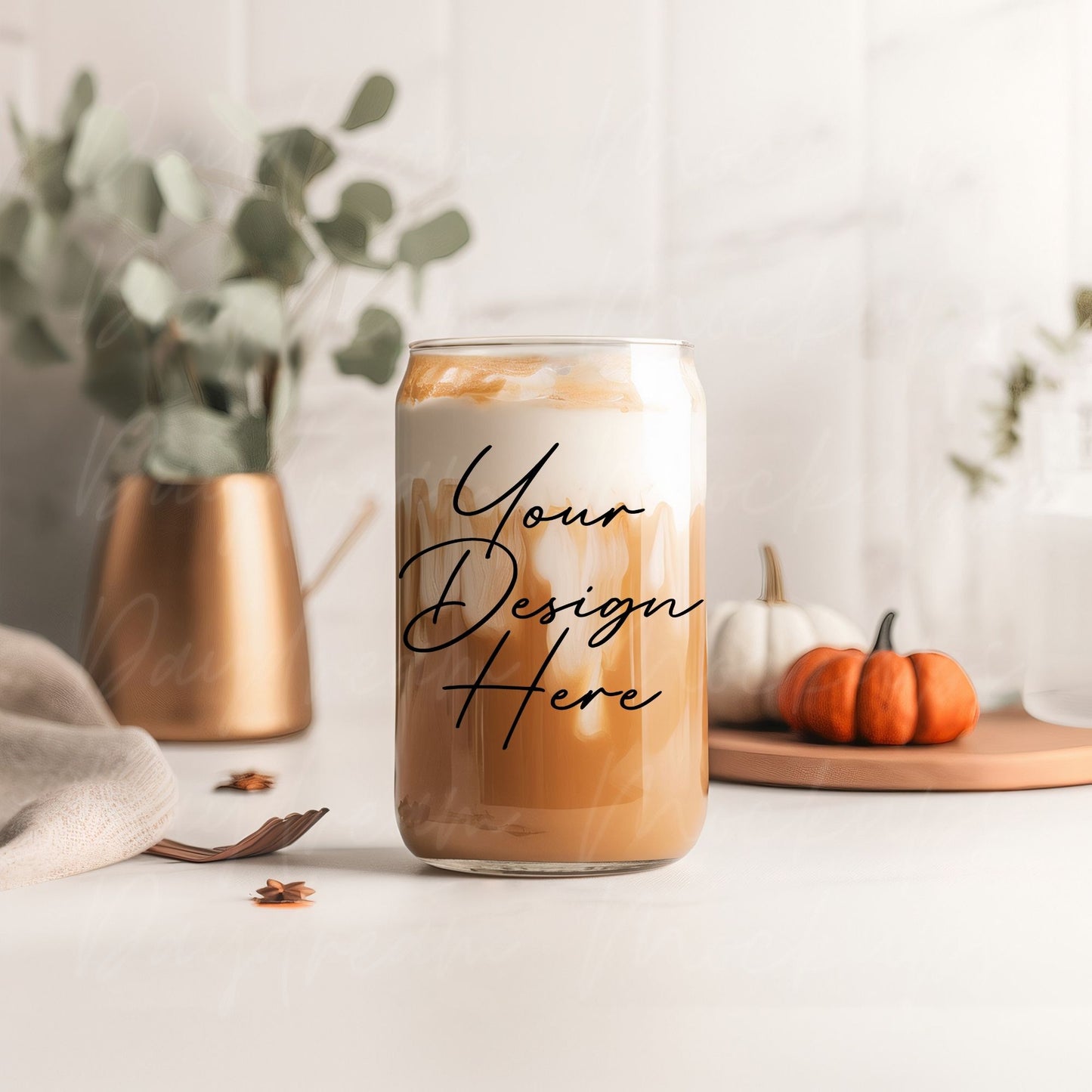 Cozy Fall Can Glass DRAG and DROP Mockup