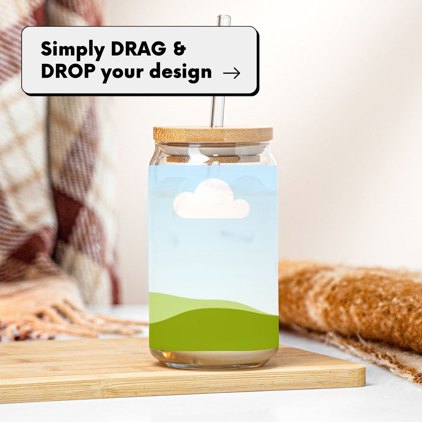 Autumn Can Glass DRAG and DROP Mockup