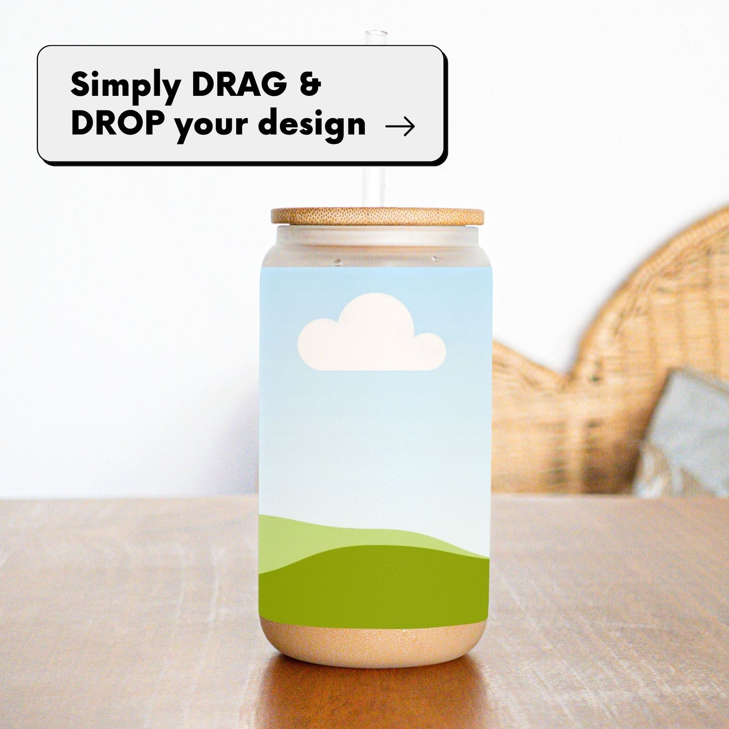 Frosted Can Glass DRAG and DROP Mockup