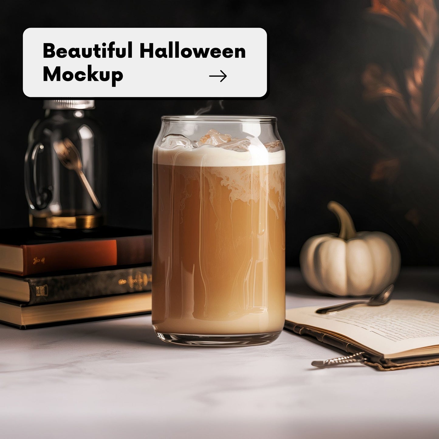 Halloween Can Glass Mockup