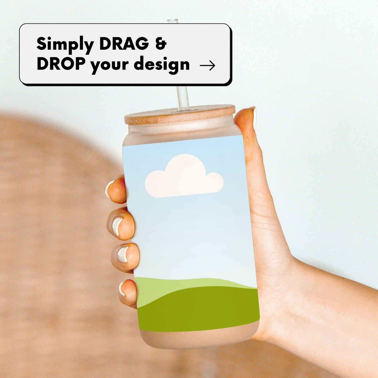 Hand Frosted Can Glass DRAG and DROP Mockup
