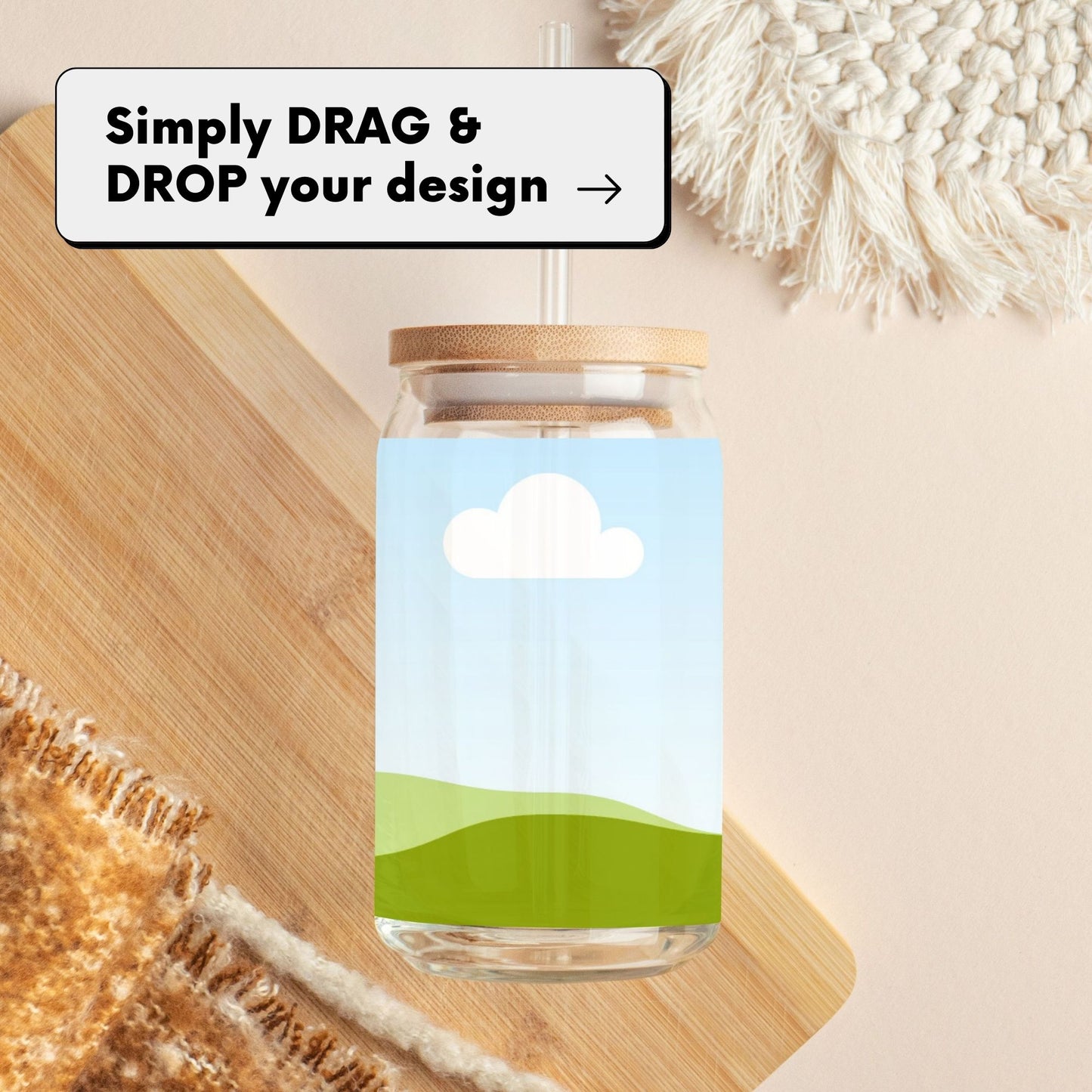 Flatlay Can Glass DRAG and DROP Mockup