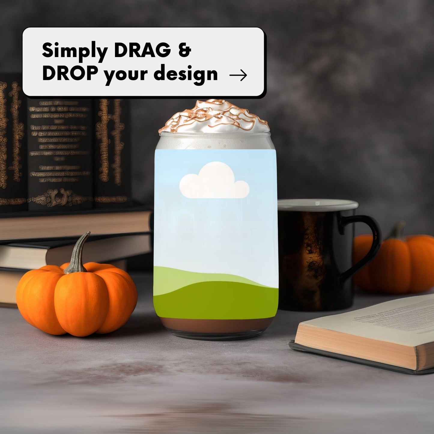 Halloween Can Glass DRAG and DROP Mockup