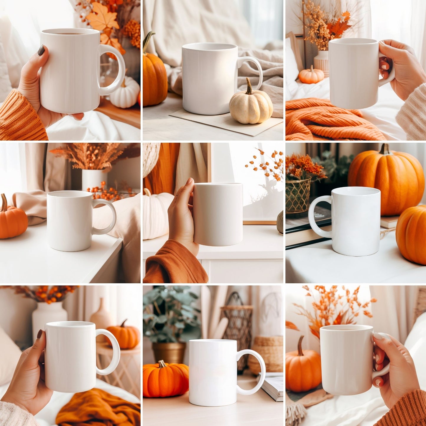 Fall White Mug Mockup BUNDLE