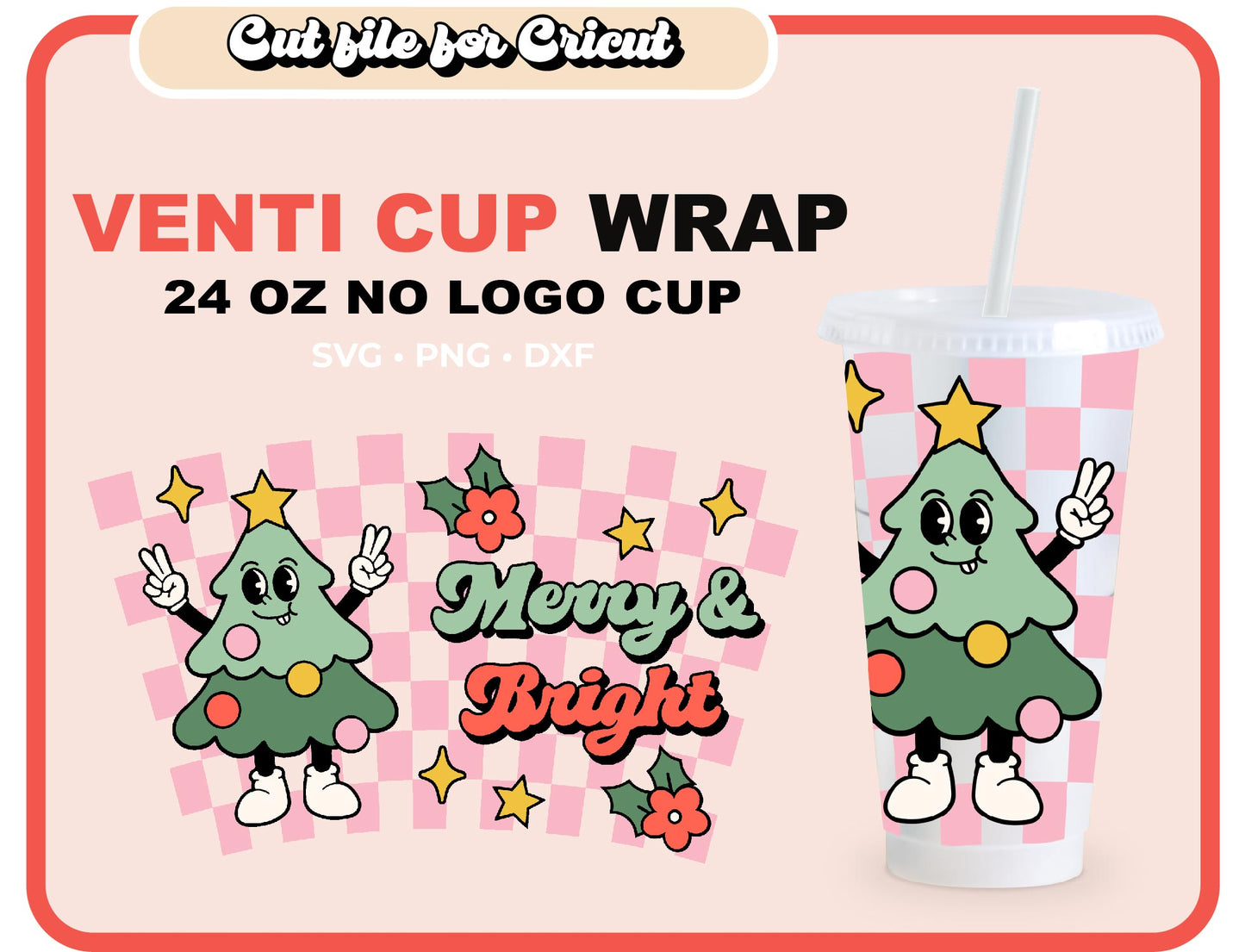 Checkered Christmas No Logo Cup Wrap