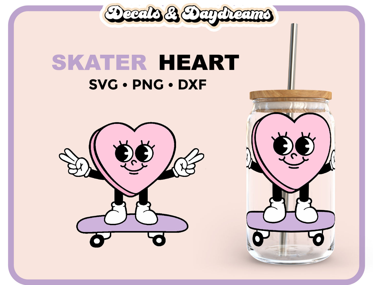 Skater Heart Decal