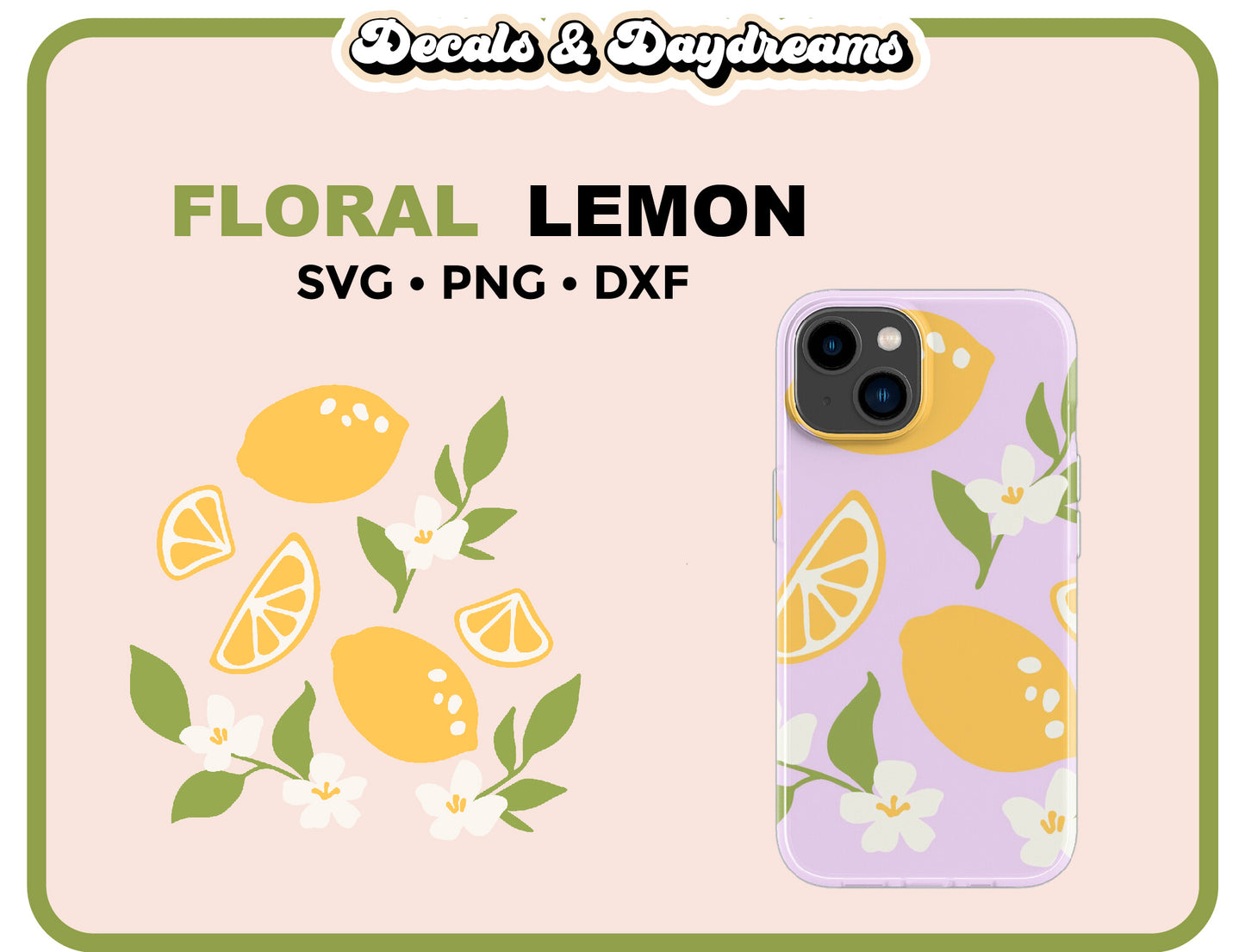 Floral Lemon SVG Decal Set