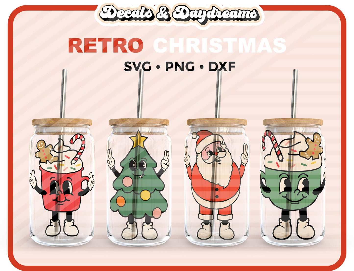Retro Christmas Character Decal Bundle