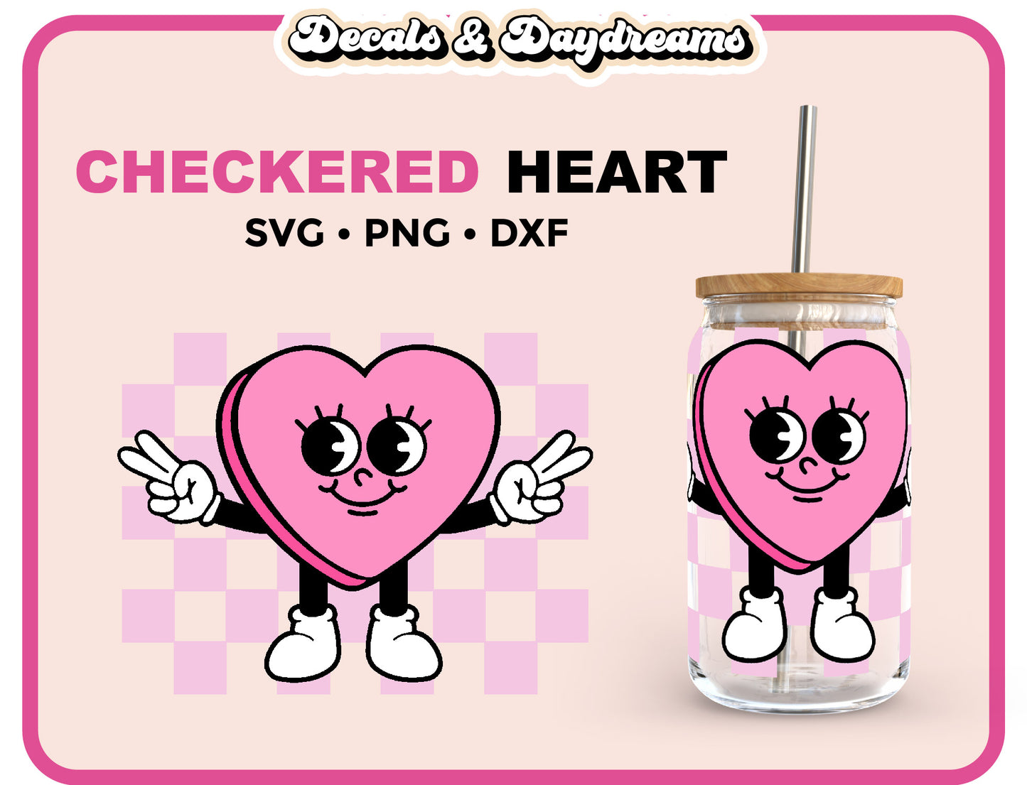 Retro Checkered Heart Decal
