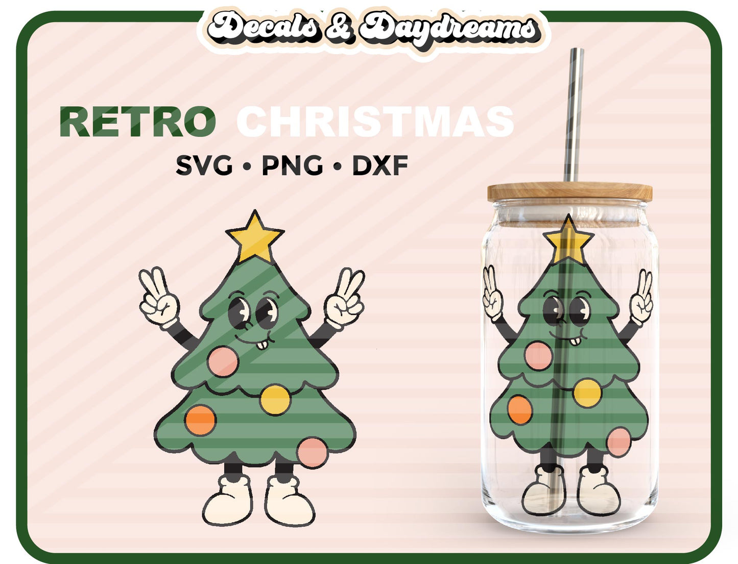 Retro Christmas Tree Decal