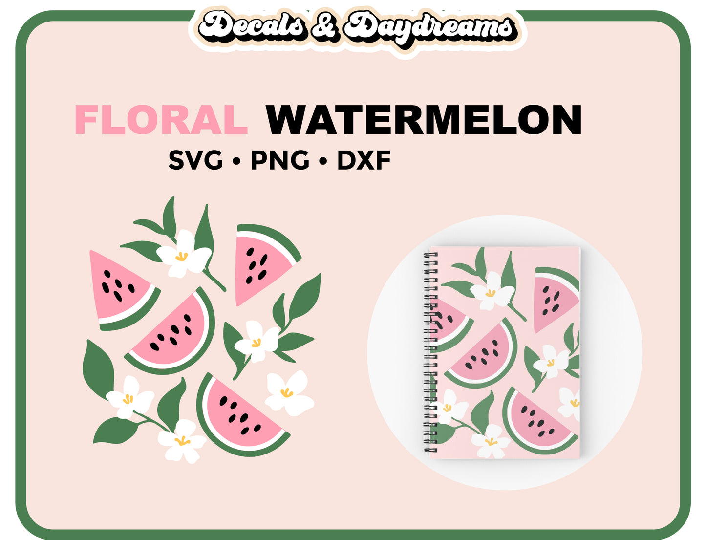 Floral Watermelon SVG Decal Set