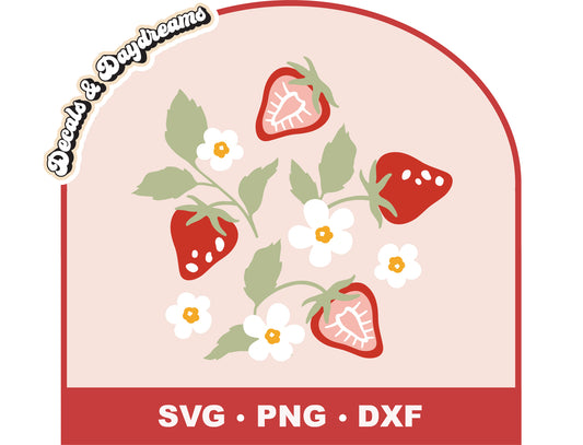 Floral Strawberry SVG Decal Set