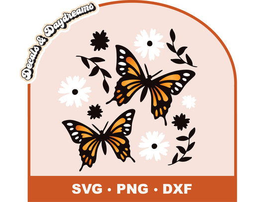 Monarch Flowers SVG Decal Set