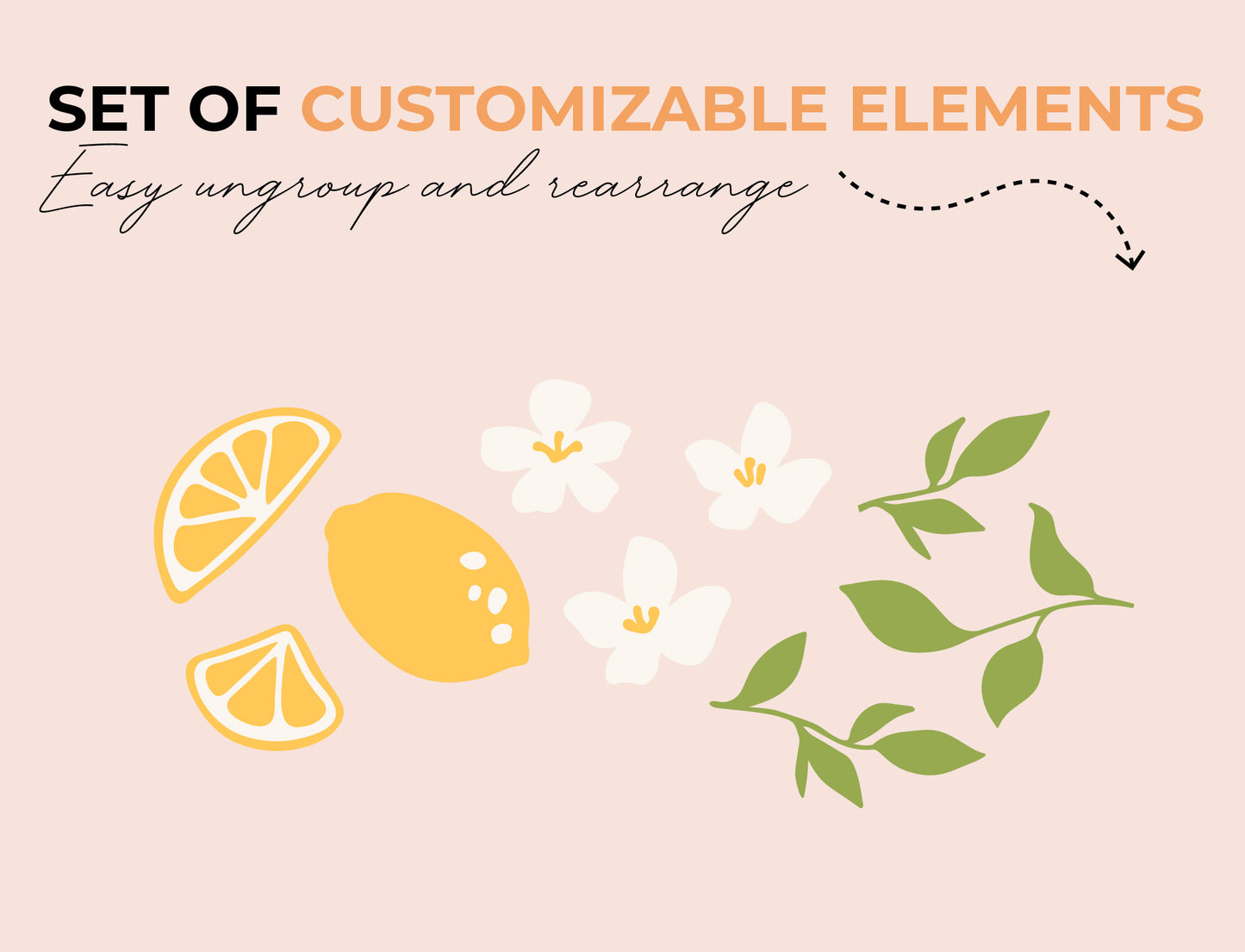 Floral Lemon SVG Decal Set