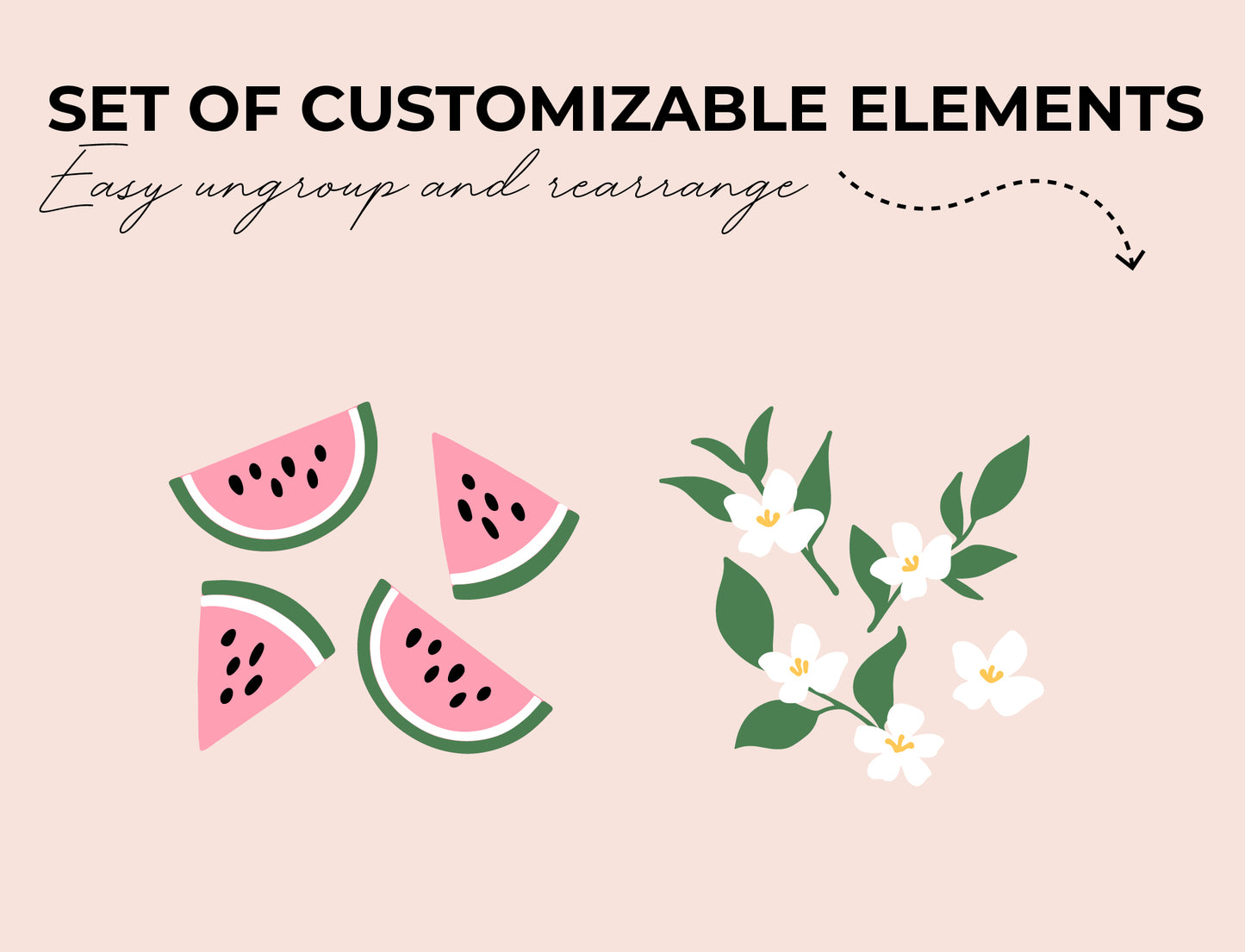 Floral Watermelon SVG Decal Set