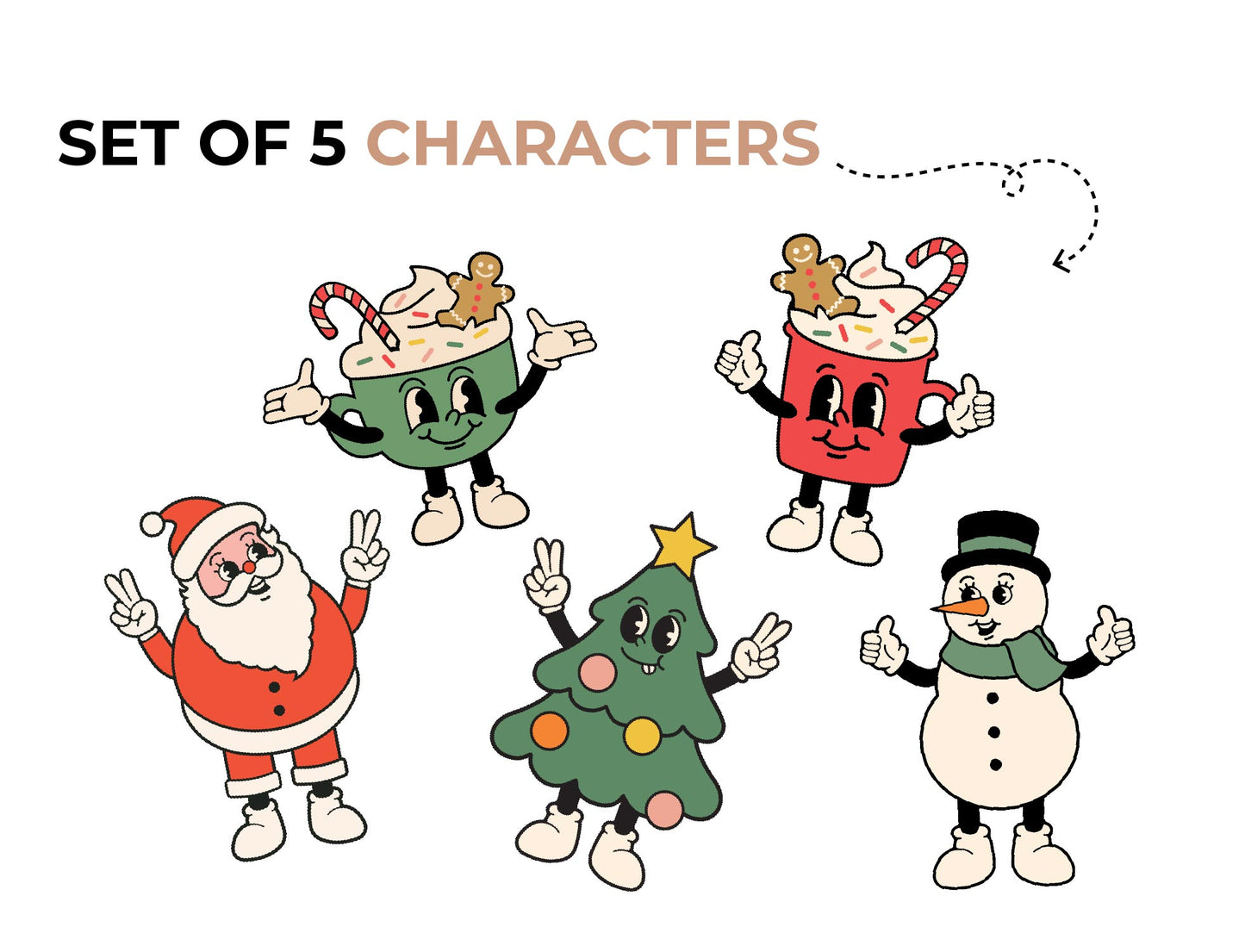 Retro Christmas Character Decal Bundle
