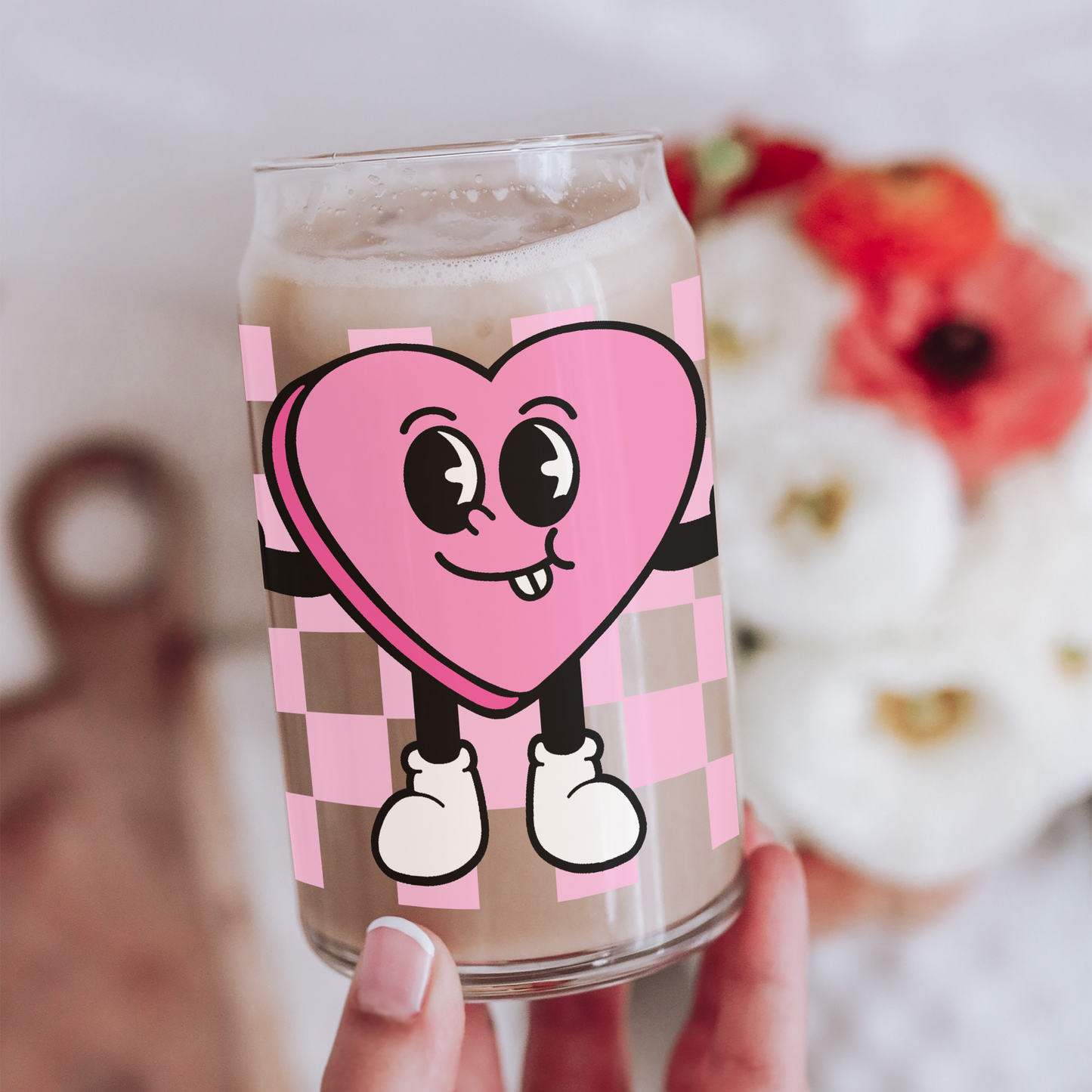 Retro Checkered Heart Decal