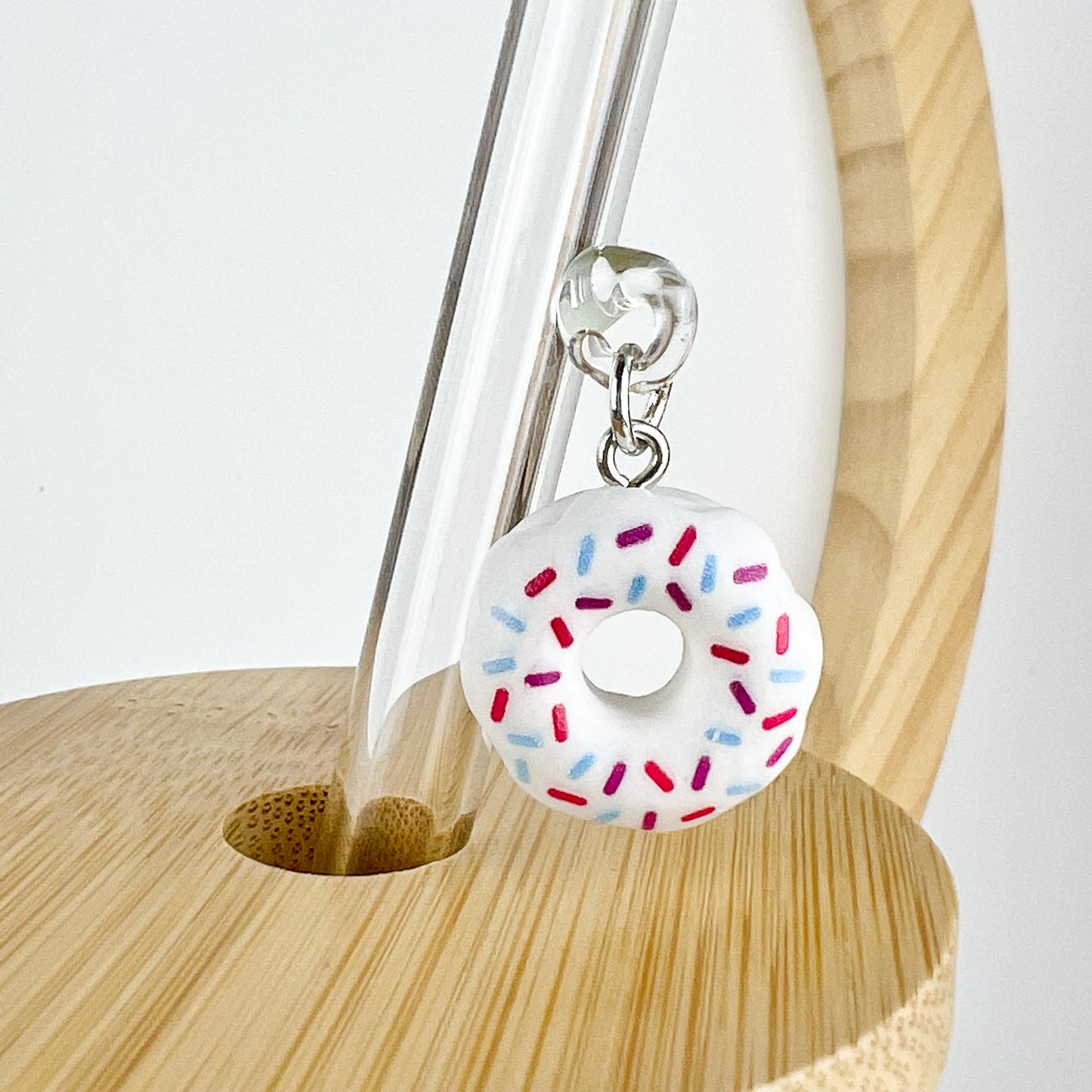 Glass Straw With Donut Charm