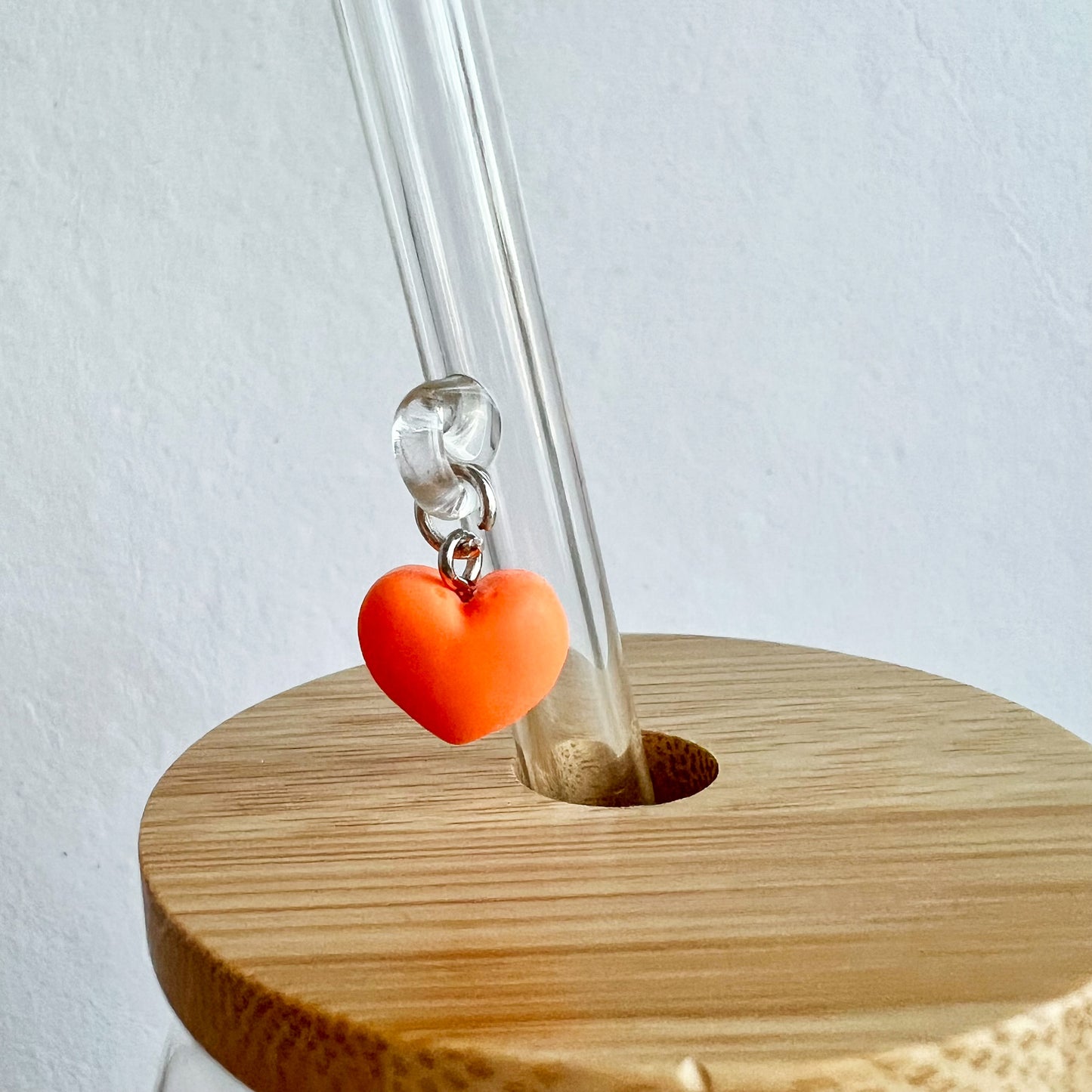 Glass Straw With Heart Charm