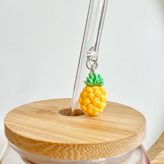 Glass Straw With Pineapple Charm