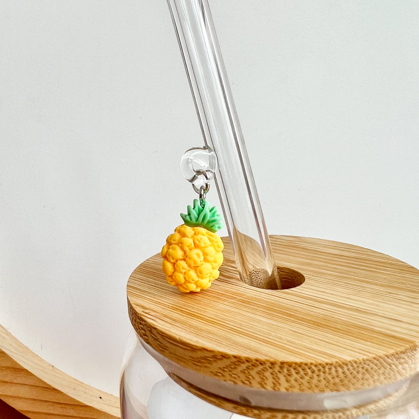 Glass Straw With Pineapple Charm
