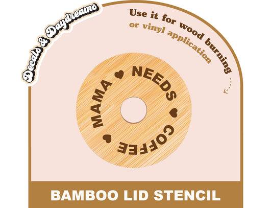 MAMA NEEDS COFFEE Bamboo Lid Decal