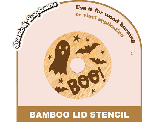 HALLOWEEN BOO Bamboo Lid Decal