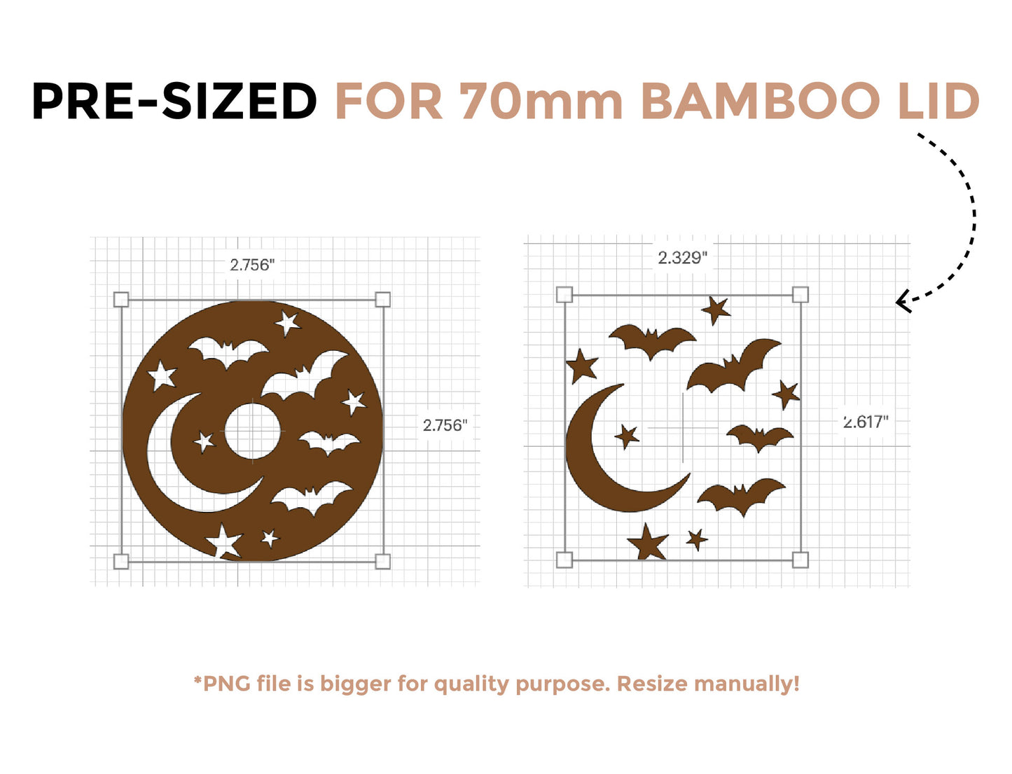 MOON AND BATS Bamboo Lid Decal