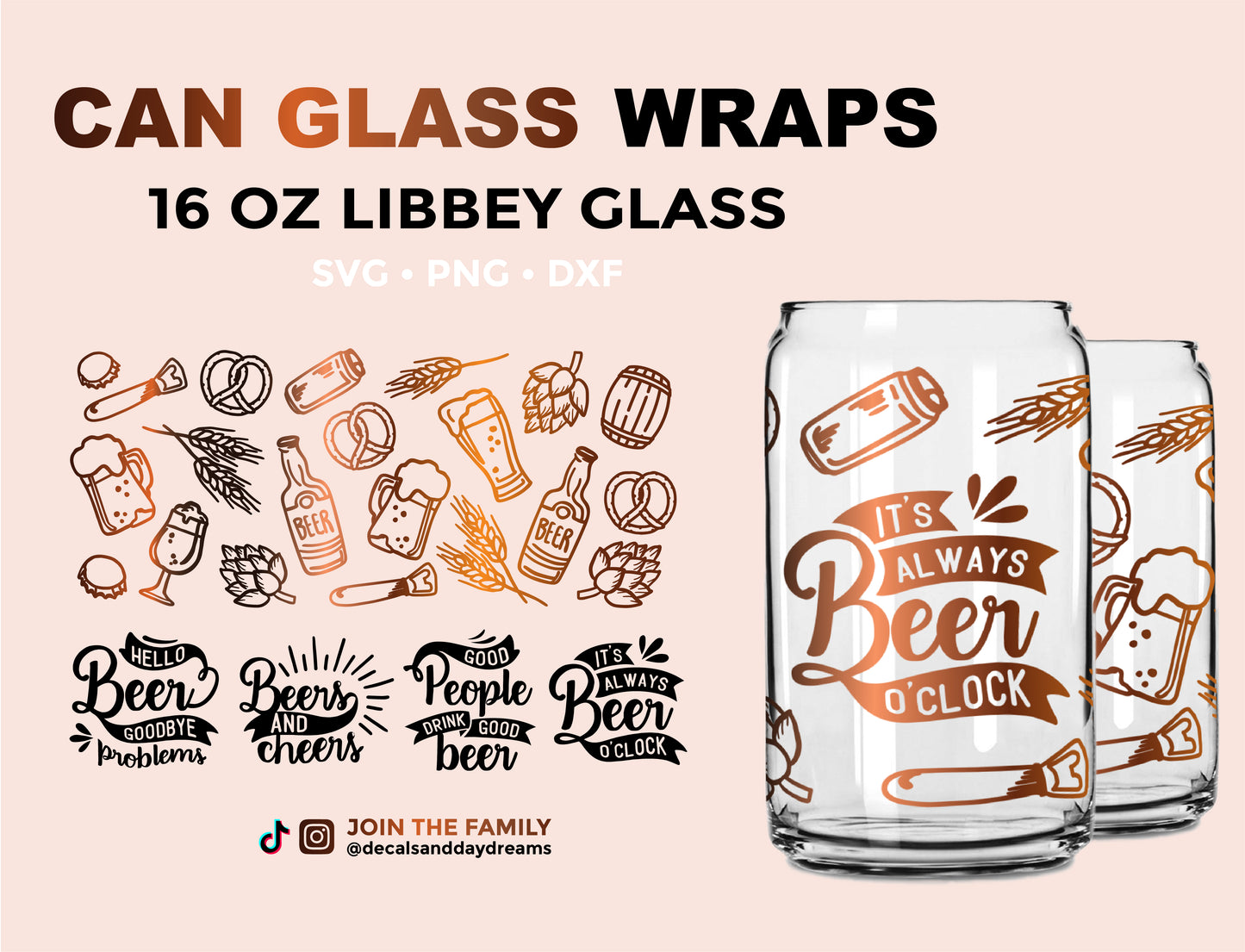 Beer Lover Can Glass Wraps