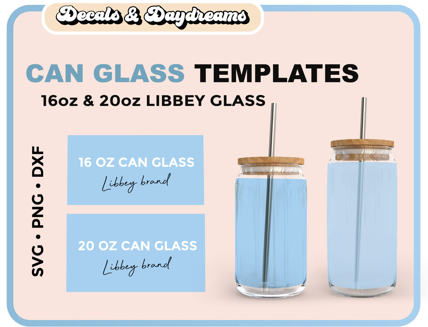 Set of 2 Libbey Can Glass Templates