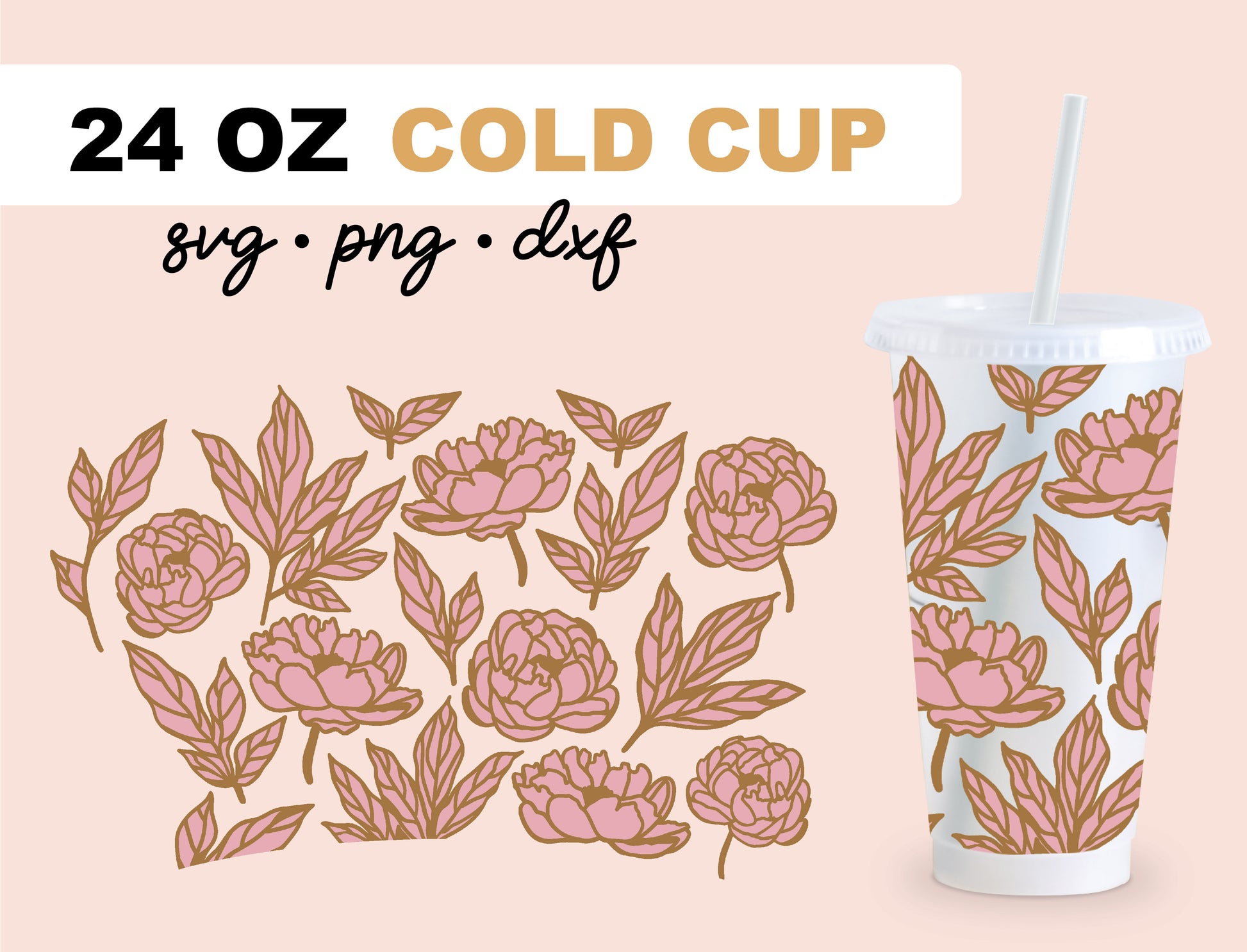Peonies Style Libby Glass Cup