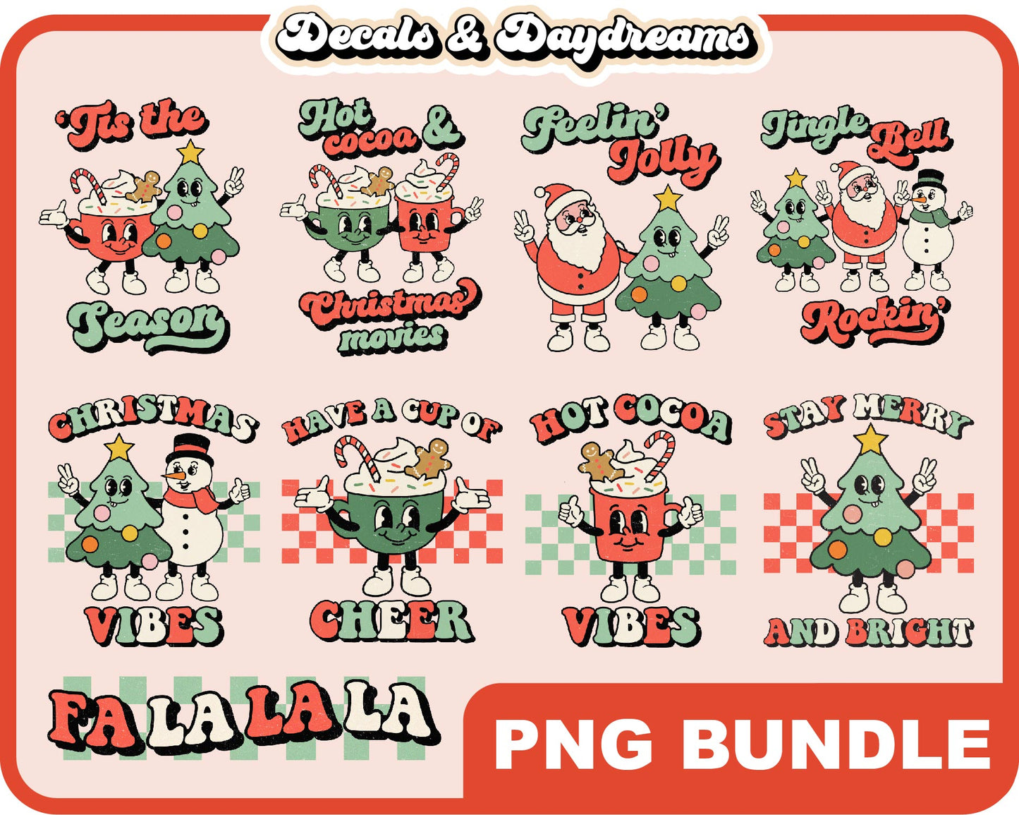 Retro Christmas PNG Bundle