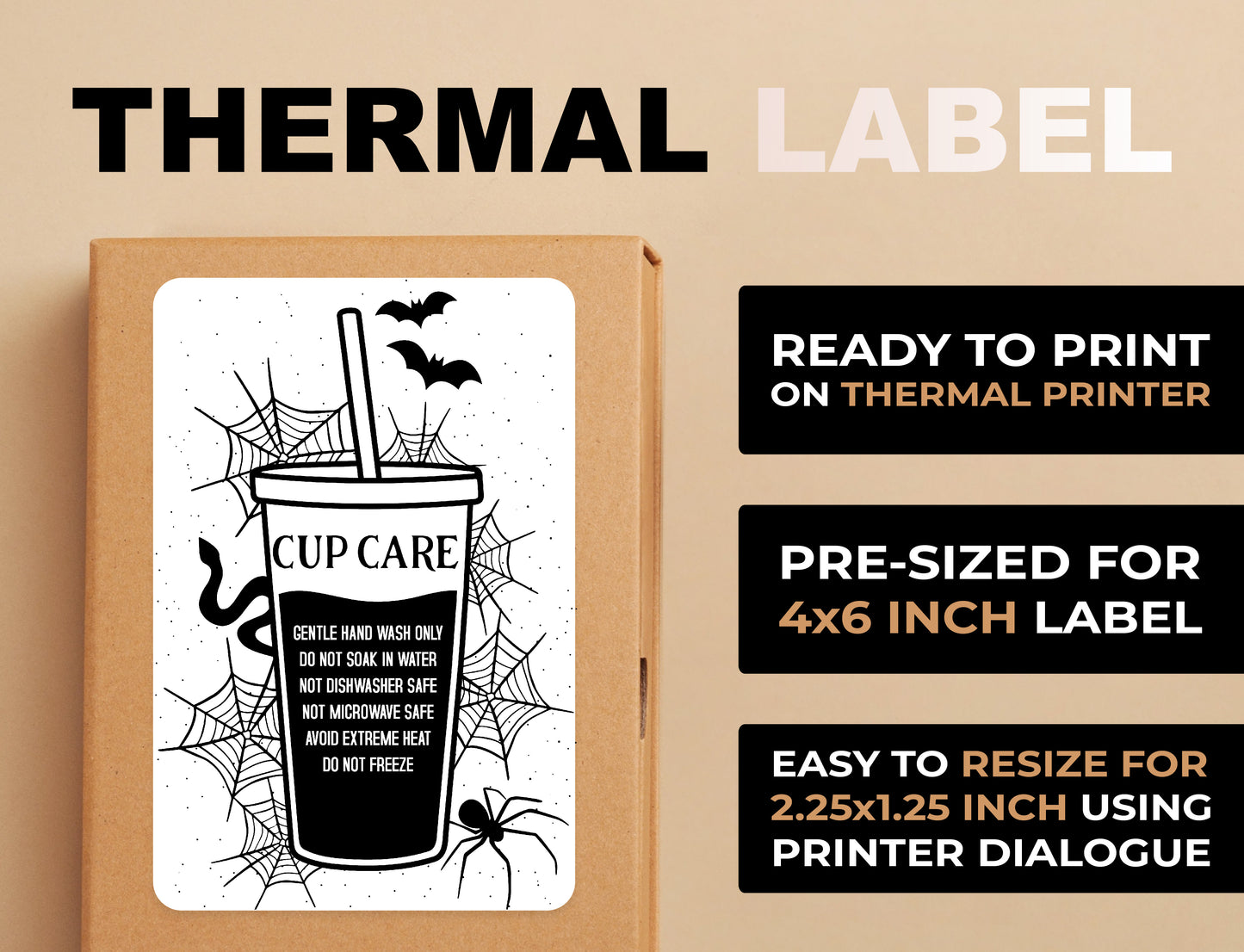 Halloween Cold Cup Care Thermal Label