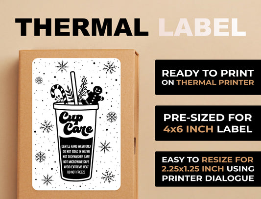 Classic Christmas Cold Cup Care Thermal Label