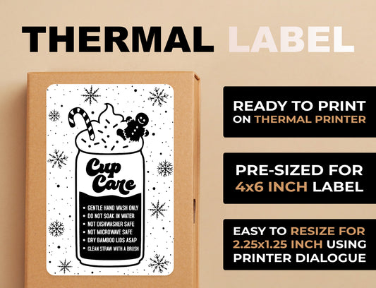 Christmas Can Glass Care Thermal Label
