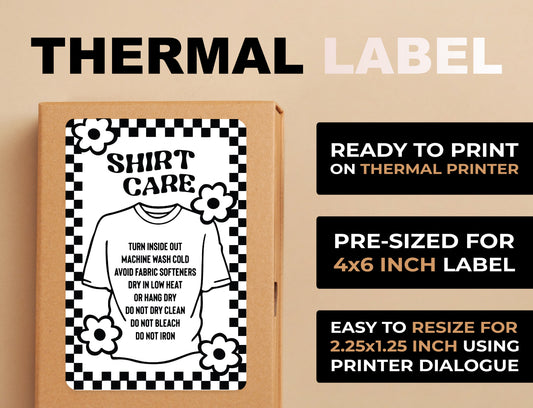 Retro Shirt Care Thermal Label