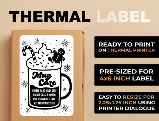 Christmas Mug Care Thermal Label