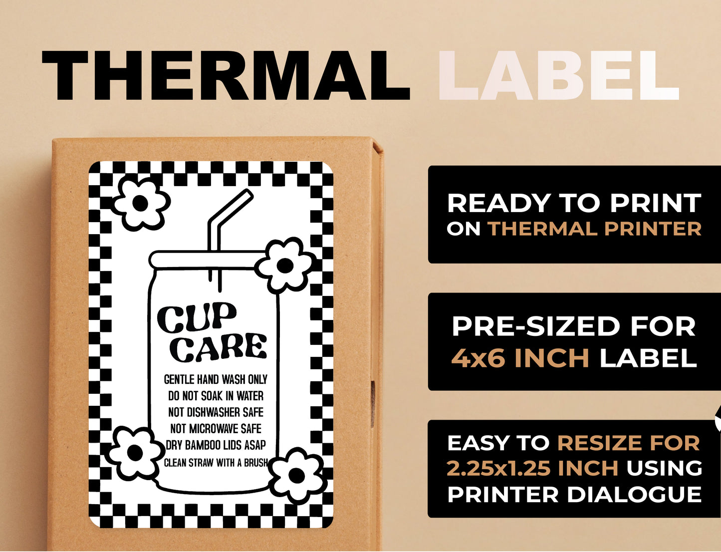 Retro Can Glass Care Thermal Label