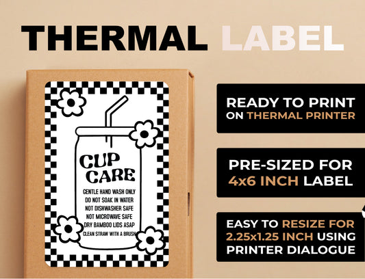 Retro Can Glass Care Thermal Label