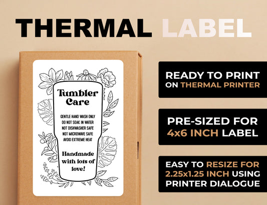 Floral Tumbler Care Thermal Label