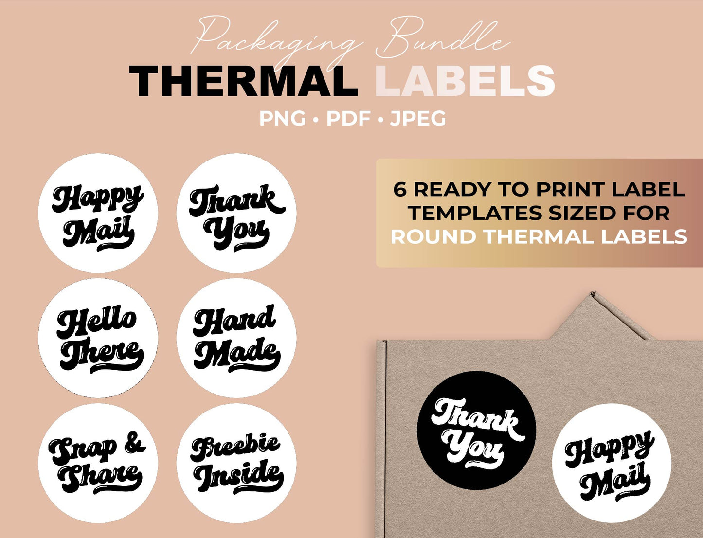 Retro Round Thermal Labels WHITE