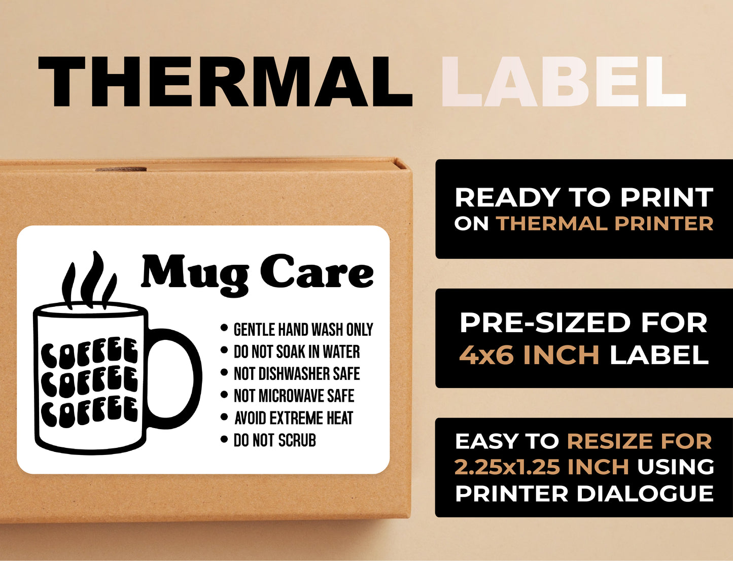 Mug Care Thermal Label