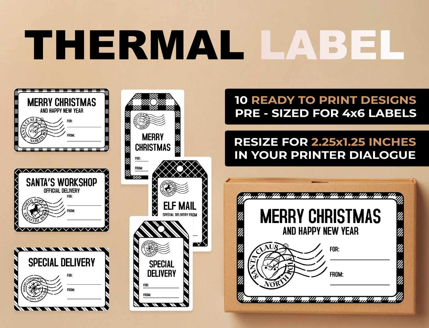 Printable Christmas Mail Tags Template